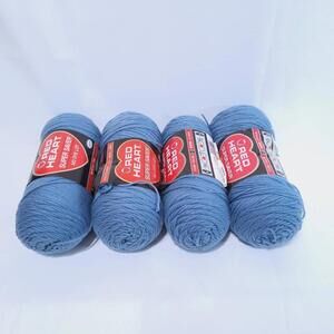 Lot of 4 Red Heart Super‎ Saver Yarn 8oz Acrylic No Dye Lot 382 Country Blue